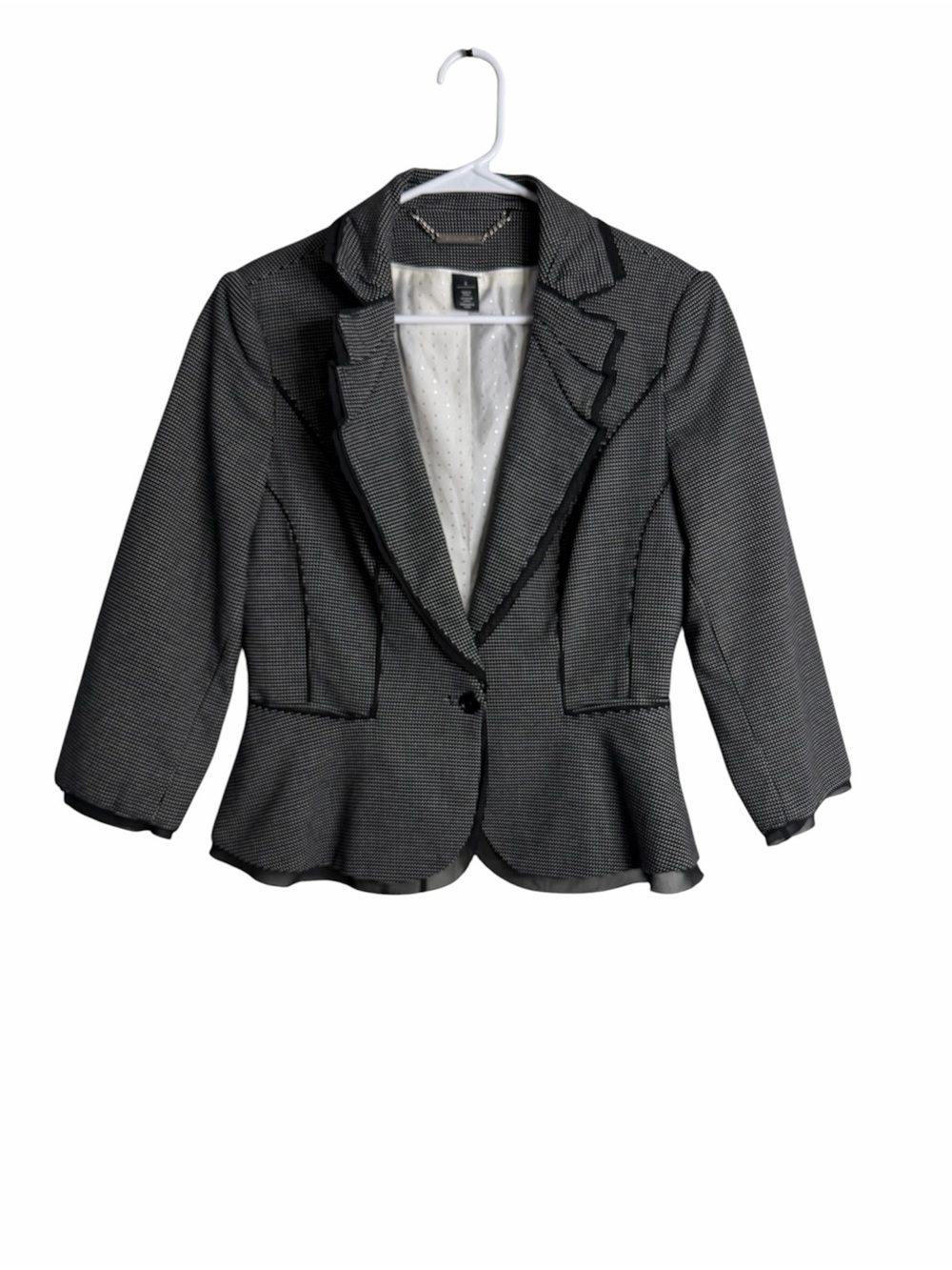White House Black Market Peplum Blazer Jacket Size 8 Quiet Luxury Dark Academia - Picture 2 of 7